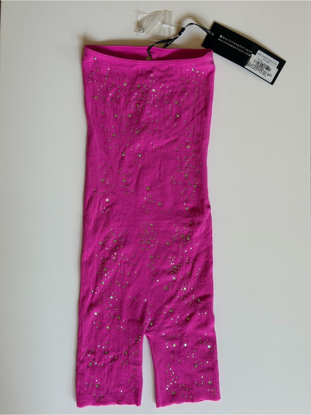 NWT White Fox Boutique Body To Body Playsuit Hot Pink Rhinestone O/S - Picture 4 of 7